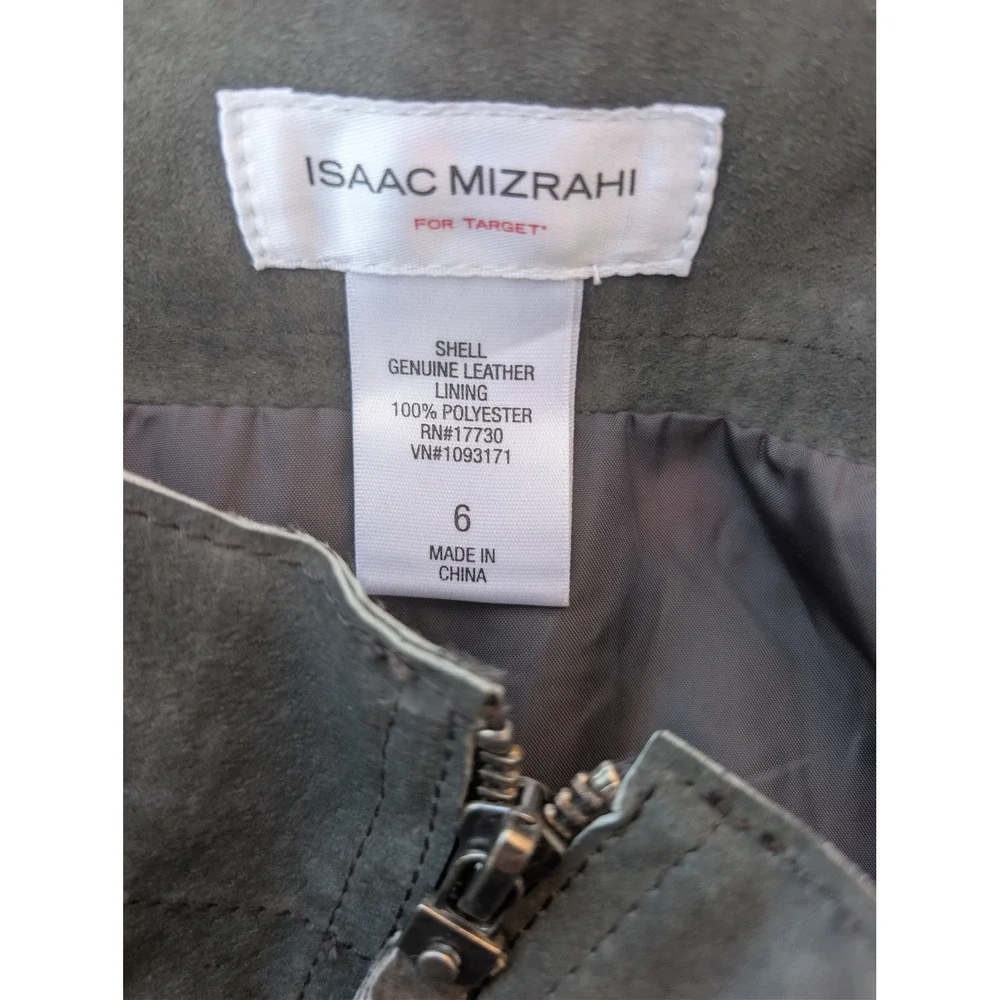Vintage Isaac Mizrahi Target Leather Skirt 6 Gray‎ Suede 90s Grunge Zip Babydoll